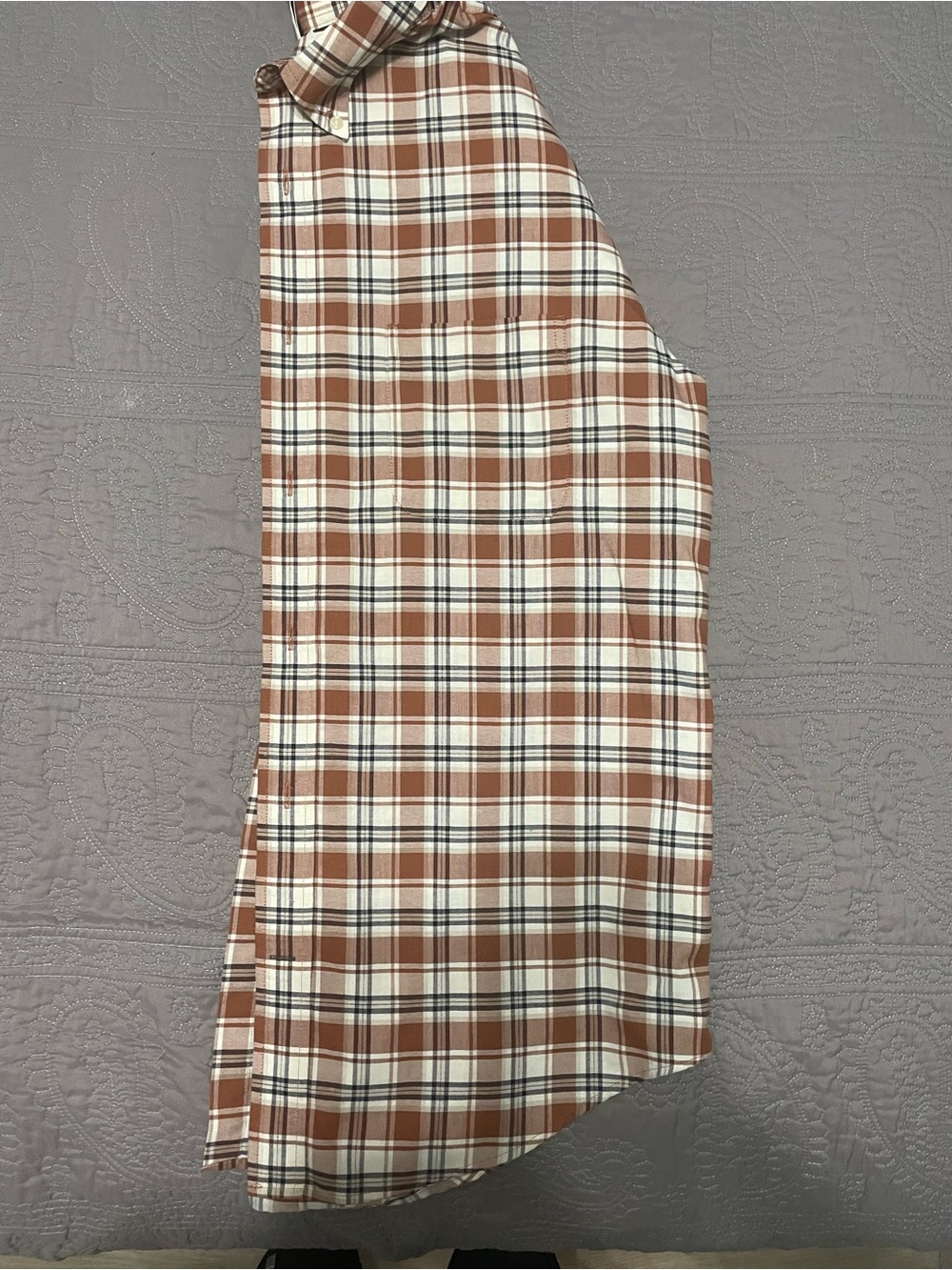 St. John's Bay Brown and Cream Plaid Button-Down Shirt